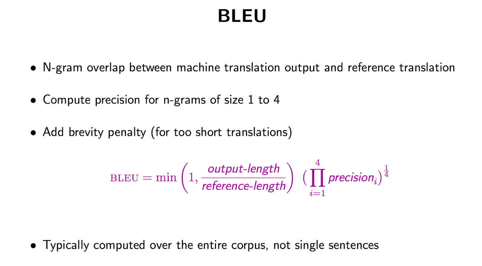 BLEU interpretation